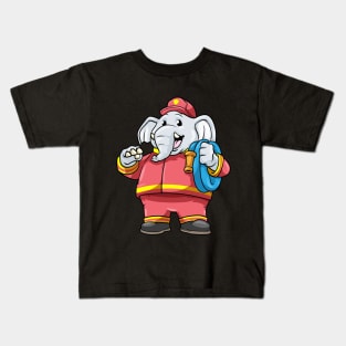 Beautiful elephant as a firefighter with a hose Kids T-Shirt